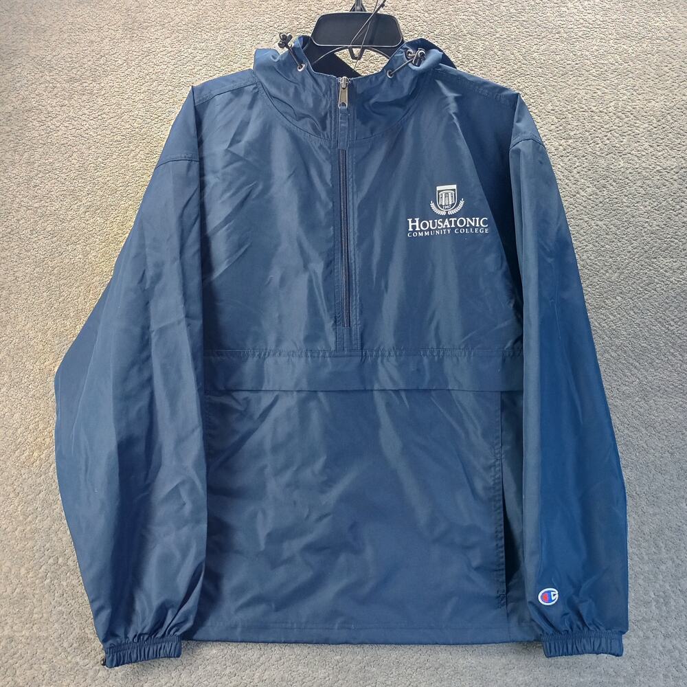Champion Housatonic Community College Windbreaker Mens M Navy Half Zip Jacket